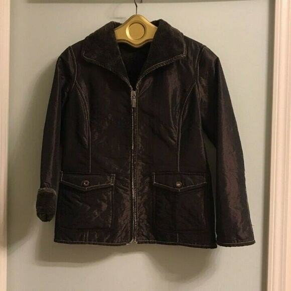 Bernardo Jackets & Blazers - Bernardo Long Sleeve Zipper closure Brown jacket relaxed collared sz pxs satin